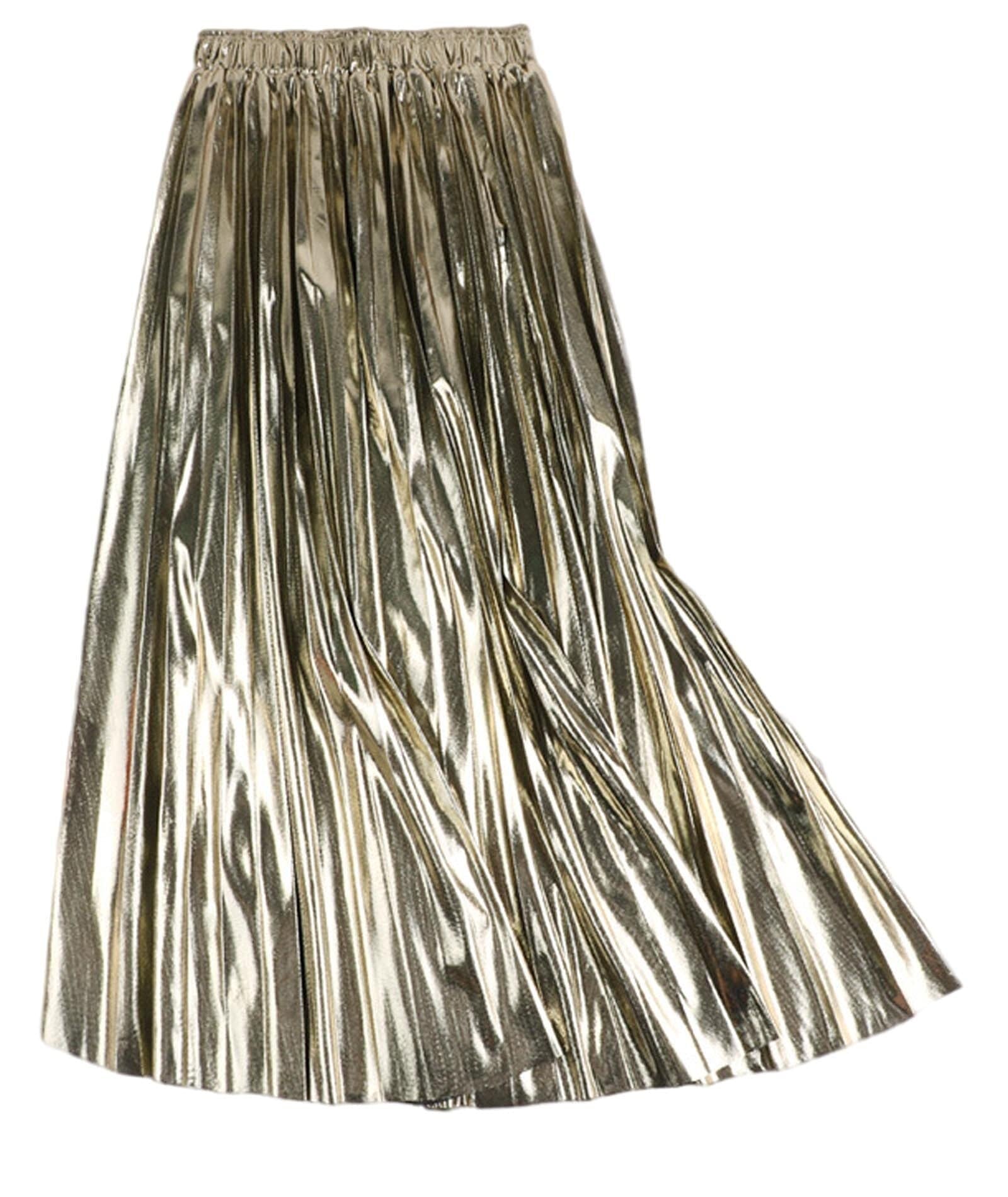 LICIAATWIG Women's Gold Pleated Maxi Skirt
