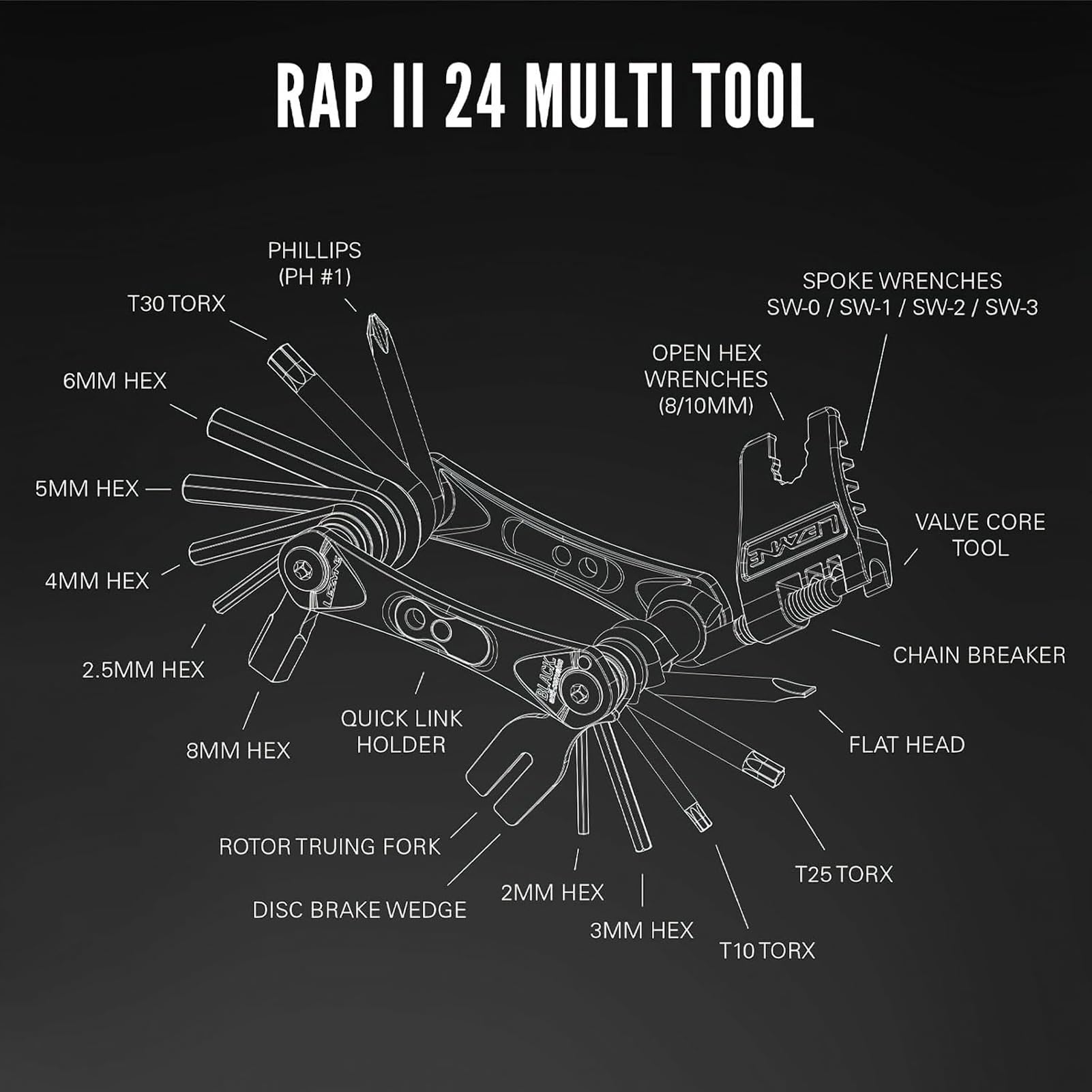 Lezyne Rap II 24-in-1 Bike Multi-Tool -3 Lezyne Rap II 24-in-1 Bike Multi-Tool -3