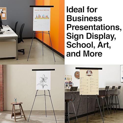 Miniatura 6 de Staples Caballete de exhibición Tri-Lite, acero negro, paquete de 2 (61288-CCVS)