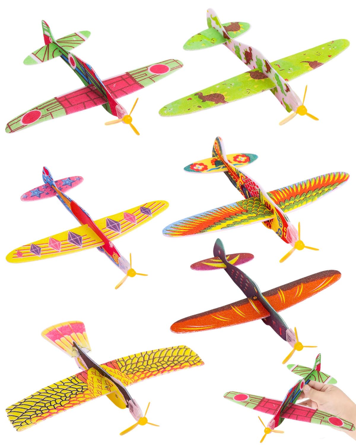 6 Pezzi Aereo Polistirolo Bambini, Aereo Giocattolo Giochi Bambino 3-8 Anni Regalo, Aliante Aeroplano Schiuma Regalo Natale, Giocattolo Grande Giochi Giardino Esterno