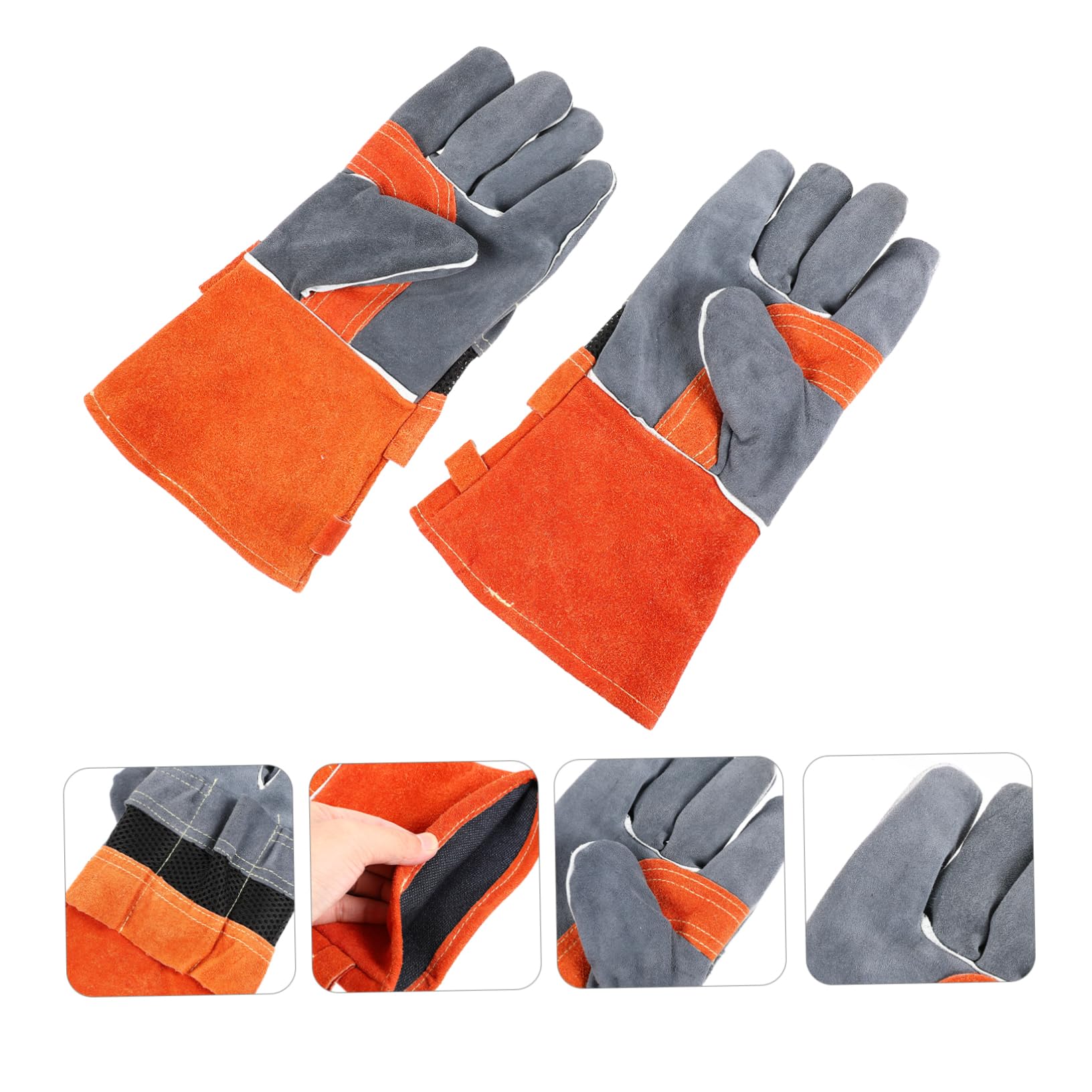 Guantes de Horno Resistentes al Calor de Piel y Poliéster, 1 Par
