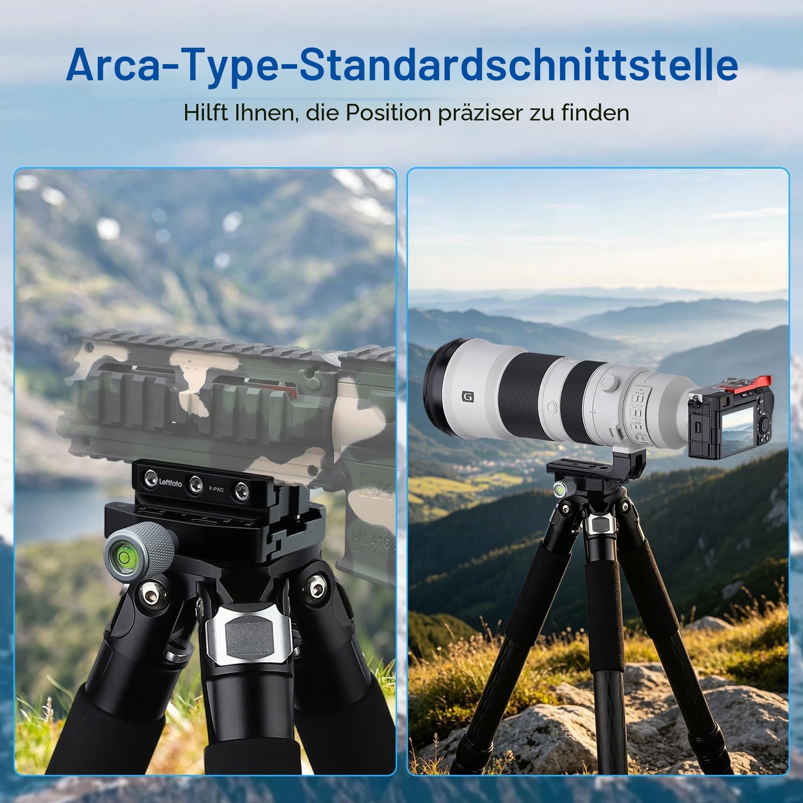 Ersatz-Adapter mit 70 mm Arca-Swiss-kompatibler Schnellspannklemme für Manfrotto RC2 Standard-Stativ-Kugelkopfklemme, Ersatzkonverter