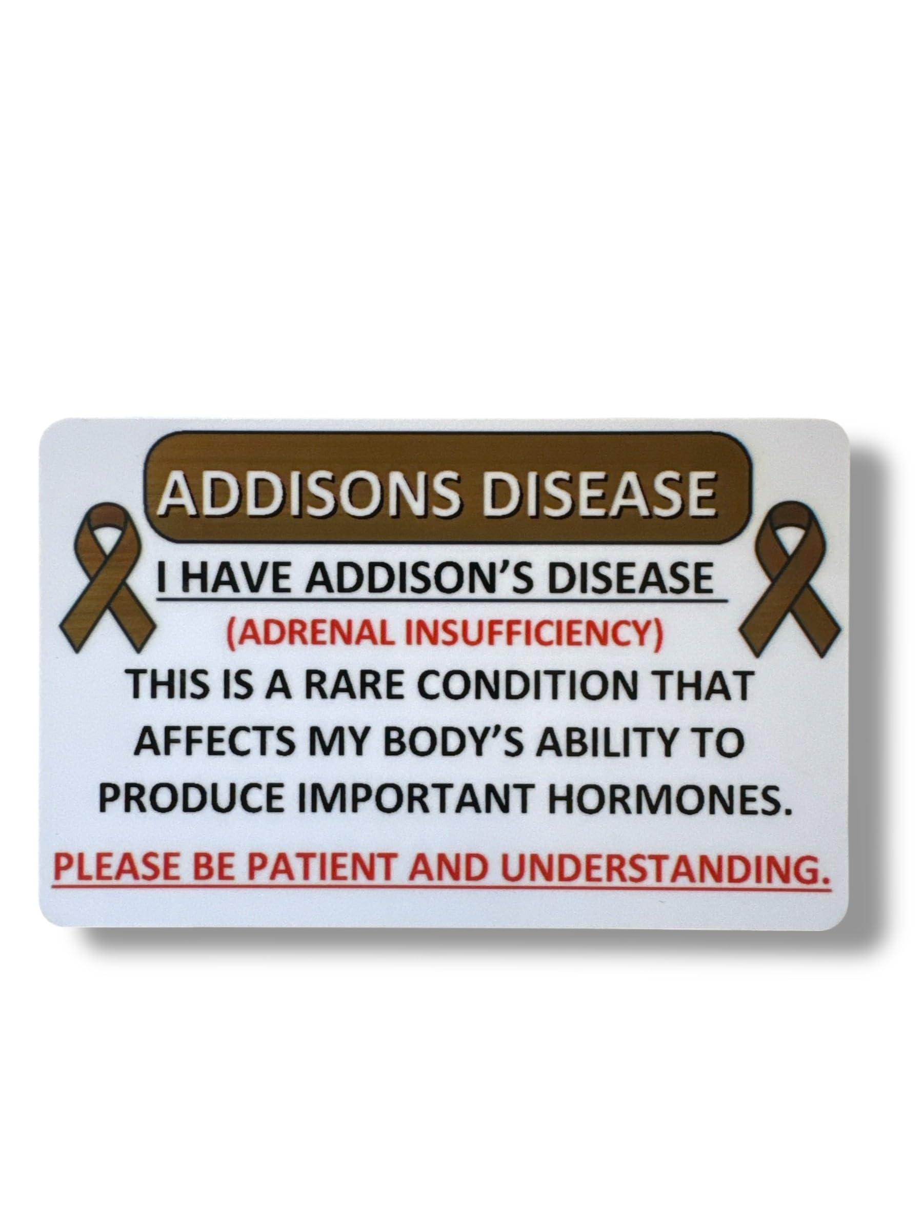Medical Awareness Information Card (Addisons Disease)