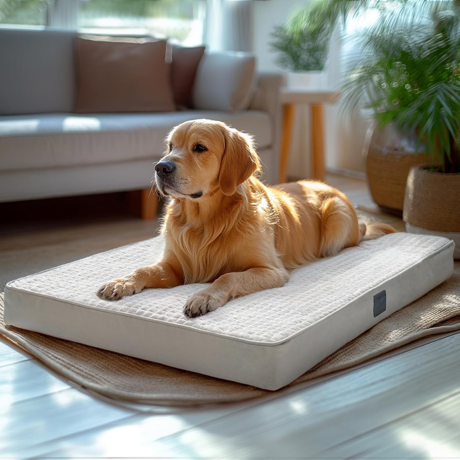 Veehoo Dog Beds Large Sized Dogs-4″ Plush Flannel Large Pet Bed with Removable Washable Cover & Waterproof Inner Liner, XL Orthopedic Dog Bed for Crate with Nonslip Bottom