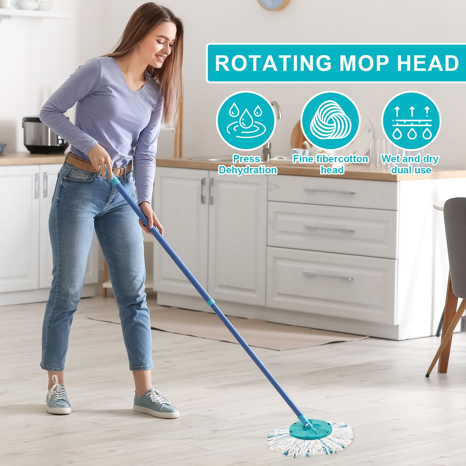 6 Pezzi Testine di Ricambio Mocio Compatibile Con Leifheit, Mocio di Ricambio in Microfibra, Clean Twist Disc Mop Kit, Altamente Assorbente, per Tutti i Tipi di Pavimento