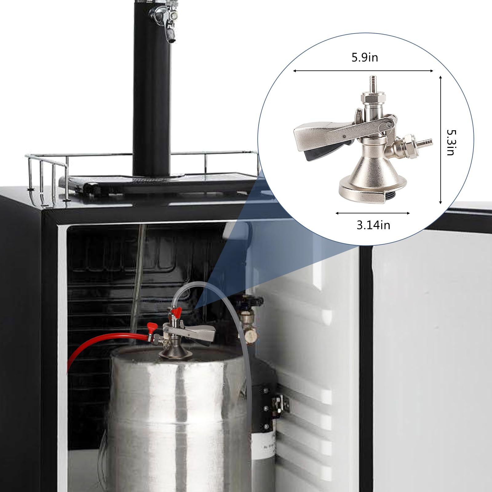 Fasskupplung Typ A Typ Deutscher Schieber A System Fasskupplung Edelstahl Sonde Bierfass Wasserhahn für deutsches A-System Fasskupplung mit Überdruckventil Bierfasskupplung Kegerator Teile