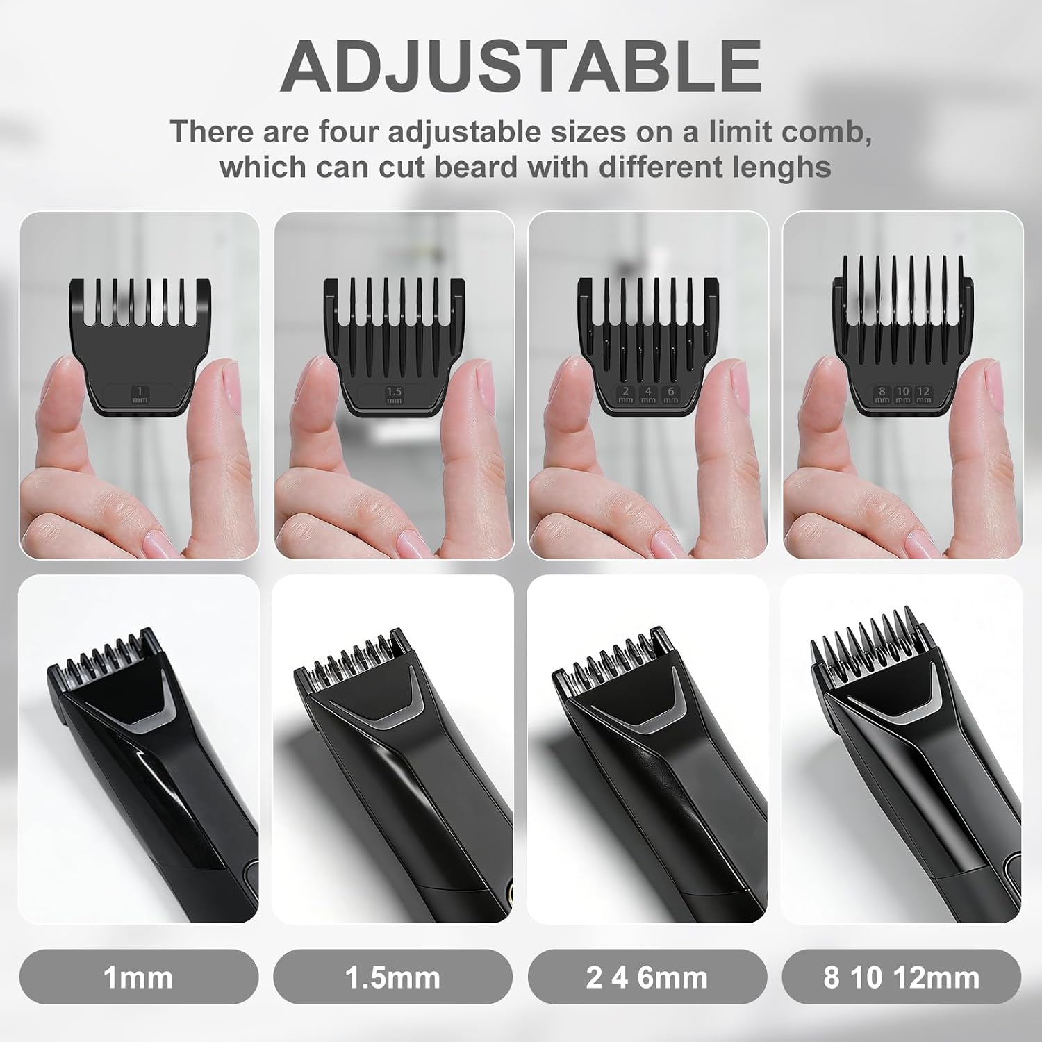 4 Pack Guards for Manscaped Lawn Mower 5.0, 8 Cutting Lengths from 1/25"-1/2" Fit for Manscaped Lawn Mower 5.0 Trimmer Replacement Guards, Guide Comb with Organizer and Brush image 4