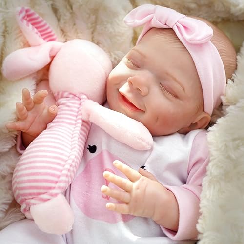 Miniatura 2 de MYREBABY Muñecas de bebé recién nacidas realistas de 17 pulgadas  Sweet Smile Real Life Realistic-Recién Nacido Suave Cuerpo Realista Muñecas Bebé