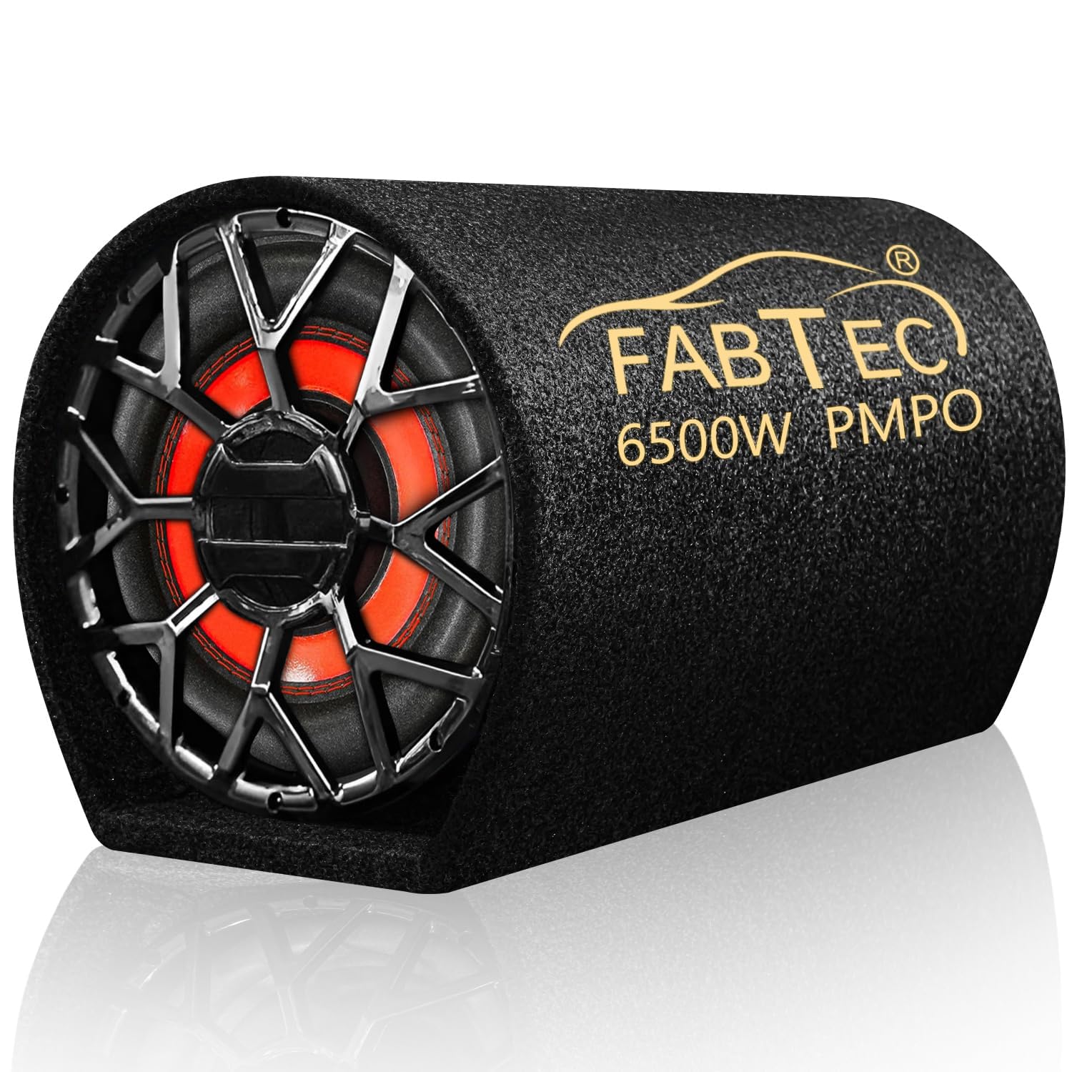 FABTEC 12 Inch High Power Active Super Car Bass Tube Subwoofer with Inbuilt Amplifier Powerful Audio and Deep Bass 6500W (Grey)