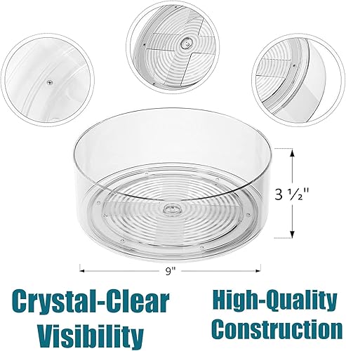 Miniatura 3 de Paquete de 3 organizadores transparentes Lazy Susan giratorios de 360 de 9 pulgadas para cocina, refrigerador, gabinete, encimera, despensa,