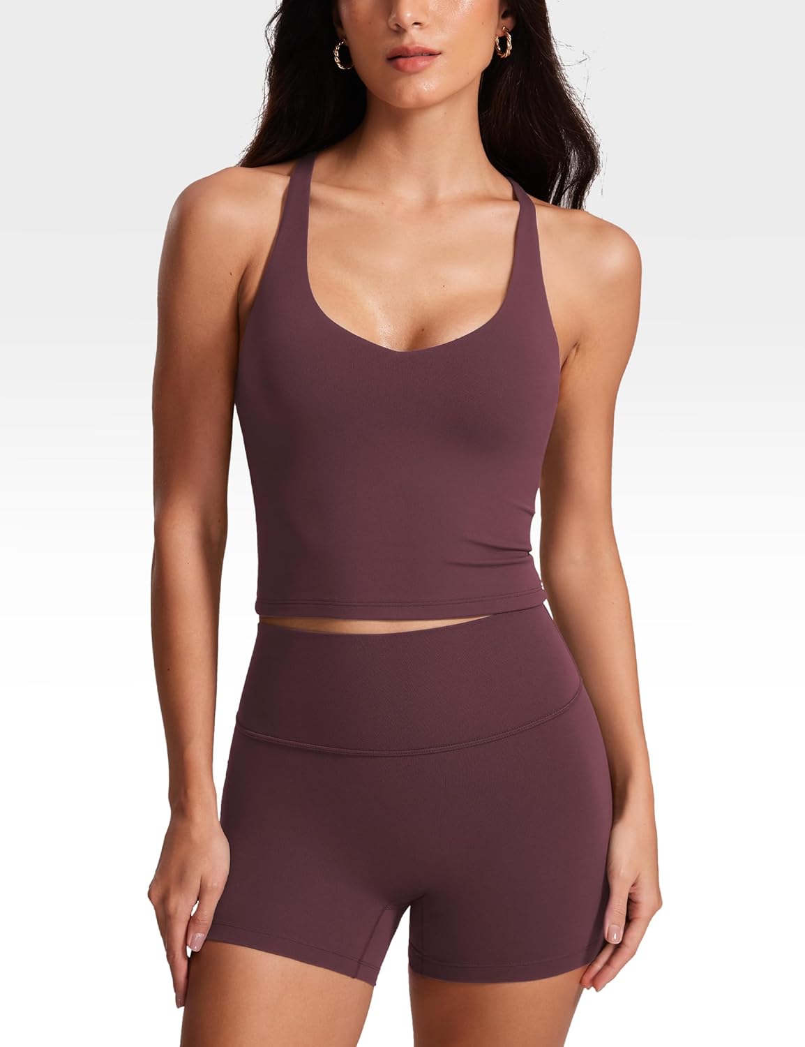 Womens V Neck Padded Tank Tops Spaghetti Criss Cross Strap Statement Strappy Back Casual Crop Top - Image 2