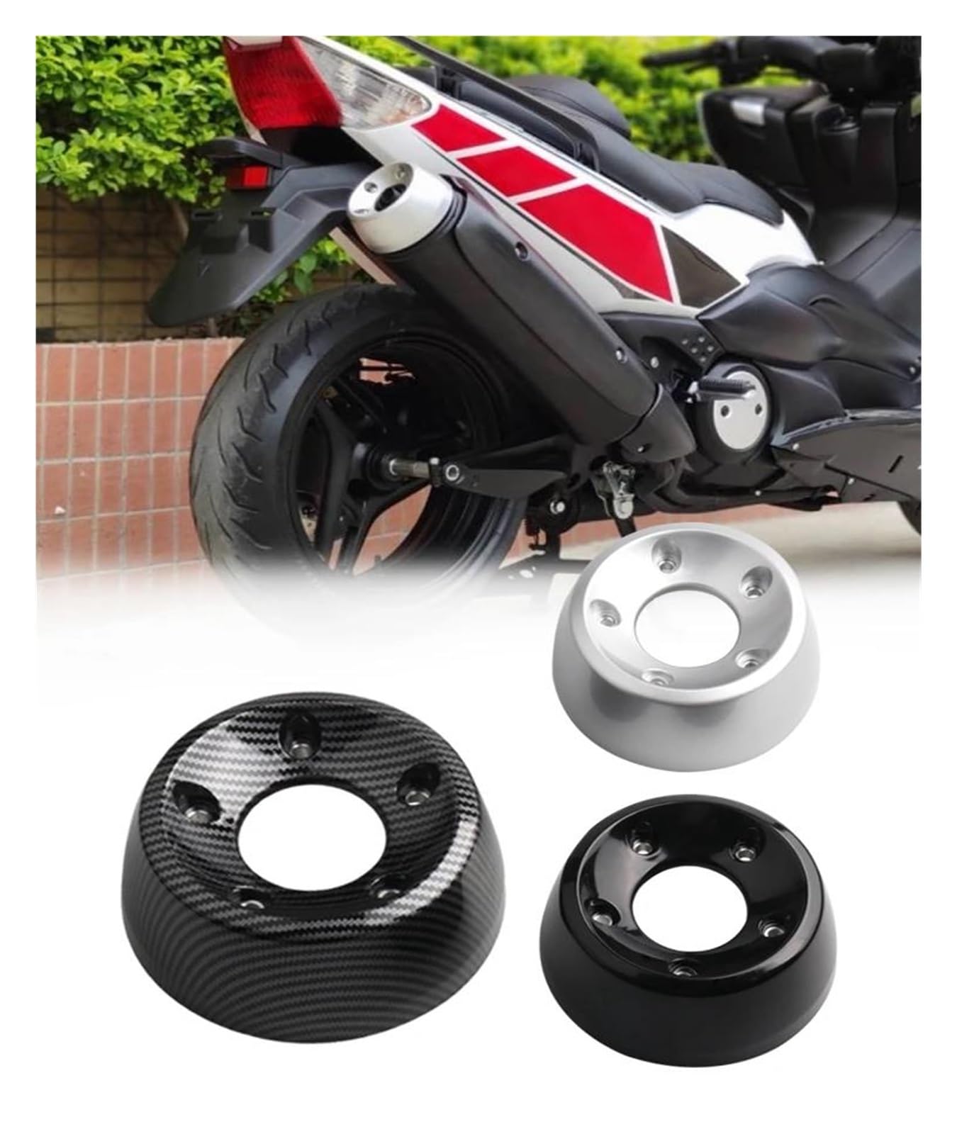 Cappello Terminale Marmitta per Ya&MAHA TMAX500 TMAX 500 2008-2011 Copertura Posteriore per Terminale di Scarico per Moto(Nero)