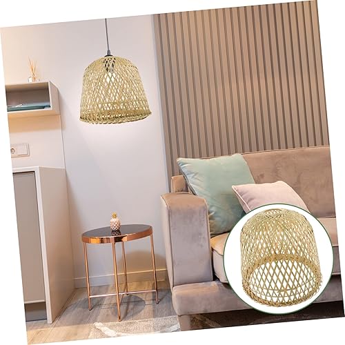Miniatura 2 de Uonlytech Pantalla de bambú colgante lámpara lámpara boho aplique de pared rústico lámpara de pared lámpara de pared cubierta de luz de bambú