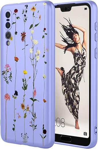 Phone Case for Huawei P20 Pro Case, CLT-L09, CLT-L29 Case Cute Flower Pattern Design Slim Protective Soft TPU Bumper Phone Cover for Huawei P20 Pro Purple Garden