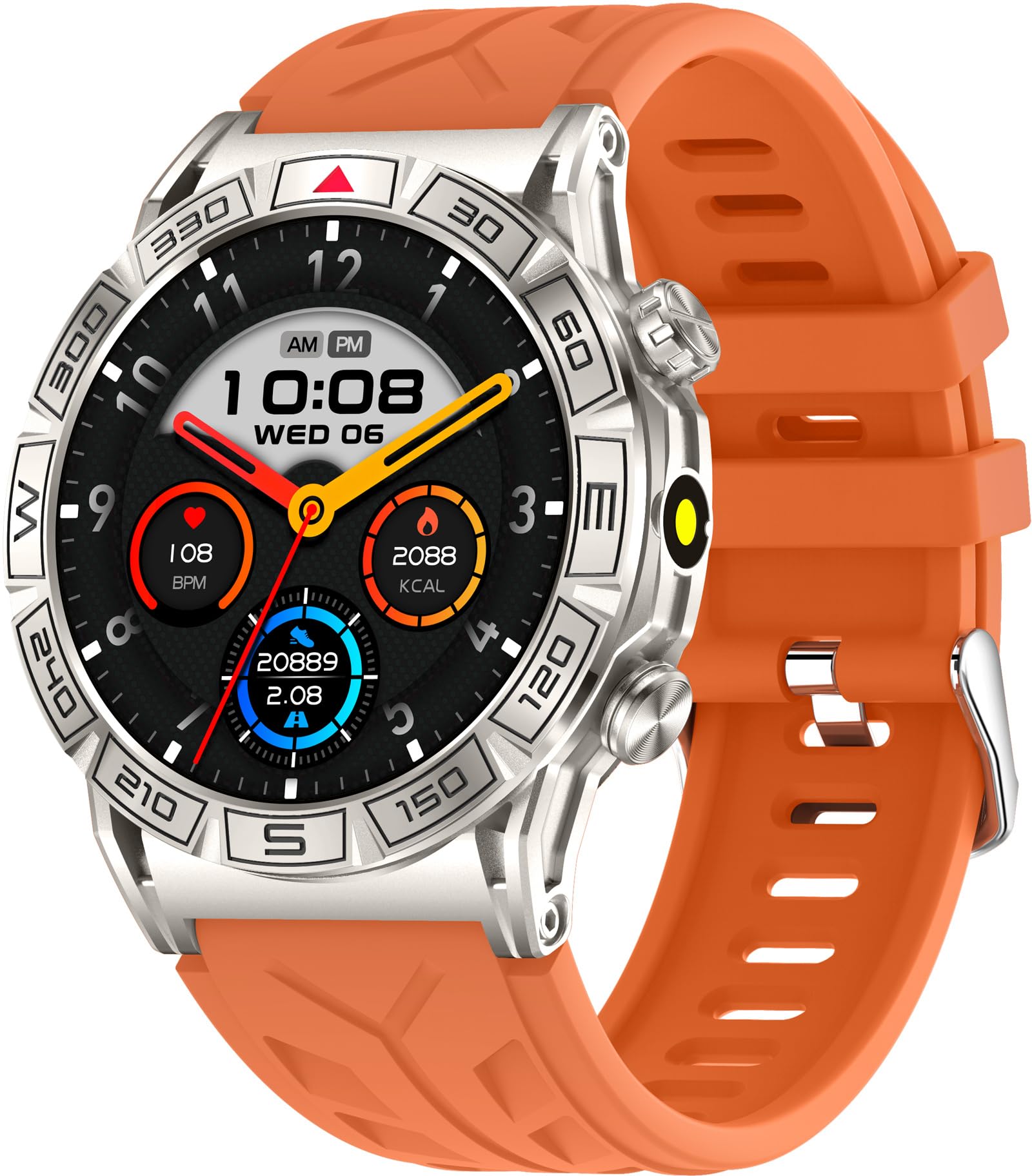 findtime Reloj inteligente militar para hombre con función de teléfono, brújula, altímetro, barómetro, 1,43 pulgadas, AMOLED resistente, reloj de correr para exteriores para Android iOS