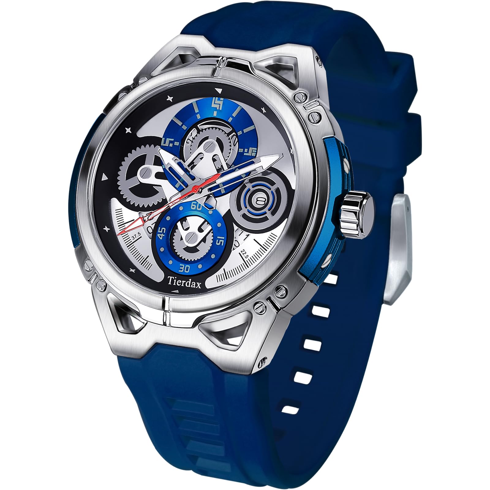 Reloj para hombre, impermeable, luminoso, analógico, de cuarzo, con correa de silicona con fecha