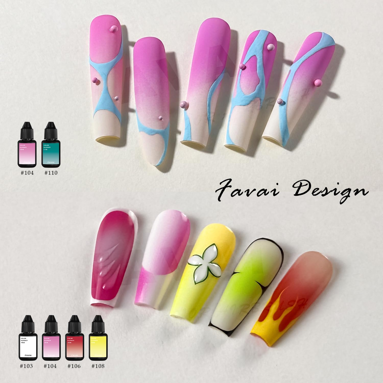 FAVAI 12 Farben UV Gel Nagellack Airbrush – Babyboomer Nägel, French Maniküre, Ombré Effekt, Airbrush Gel für Nägel, Nagel Deko – HOT-12 Kollektion