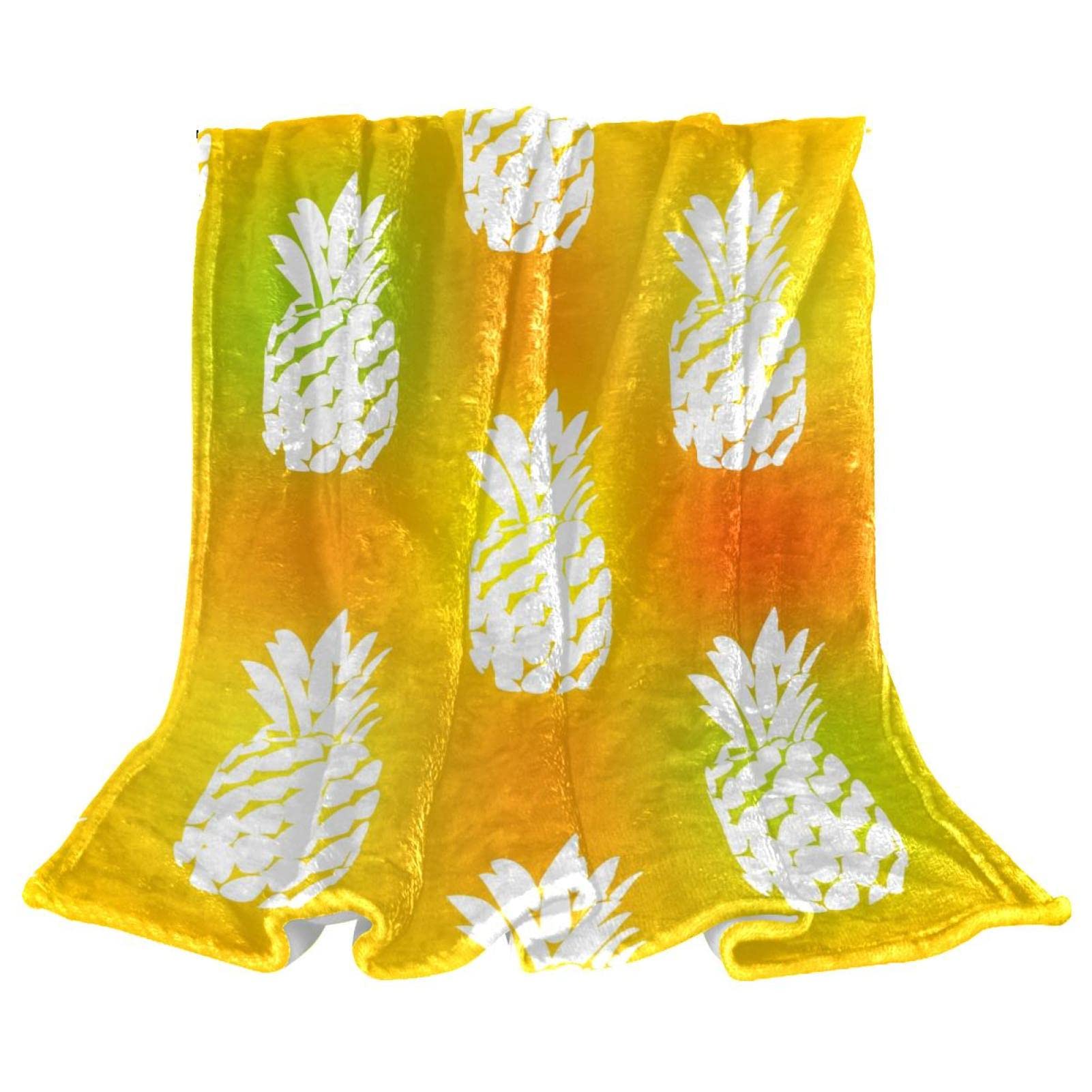 Coperta doppia in pile con ananas tie dye neon – morbida e leggera peluche accogliente – perfetta per letto, divano, viaggi, campeggio, 149,9 x 199,9 cm