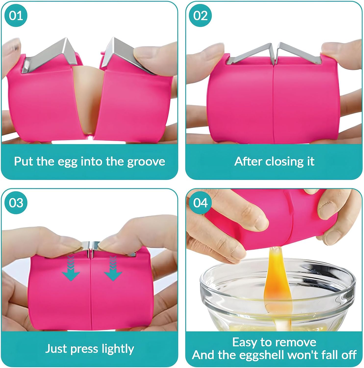 Egg Cracker Tool, Handheld Egg Opener Breaker Shell Opener Separator for Cooking Kitchen (Pink)