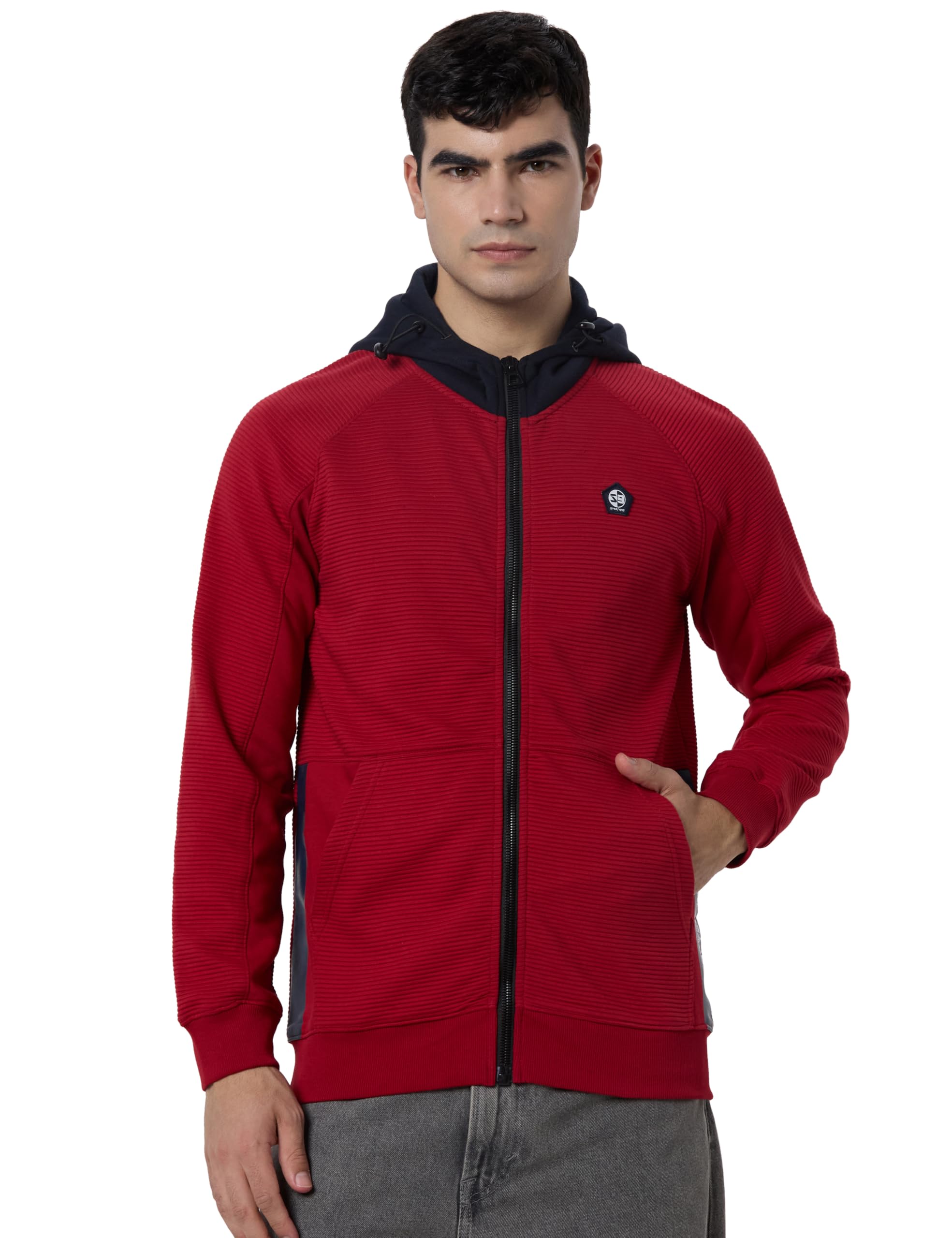 Men Red Blended Regular FIt Full Sleeve Hooded Plain Sweatshirt-image-37