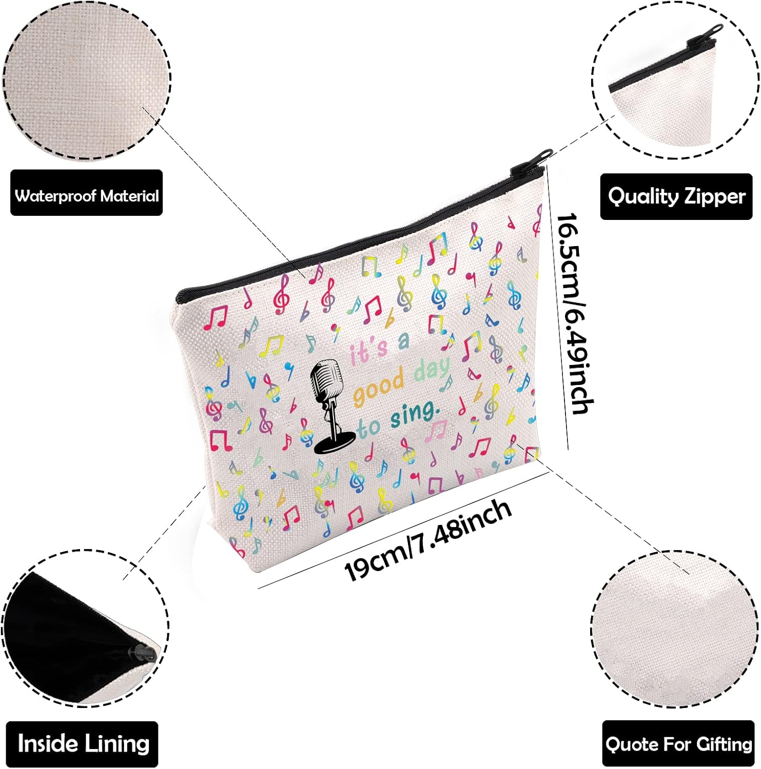 ZJXHPO Singer Survival Kit Music Lover Gift Its A Good Day To Sing Makeup Bag With Zipper Vocalist Cosmetic Bag Karaoke Gift (To Sing) - Image 3