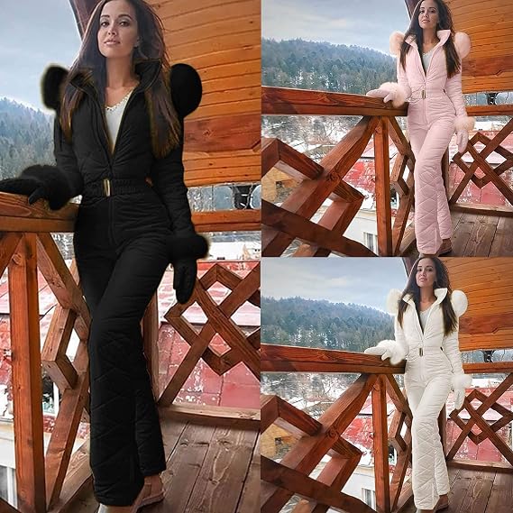 Ski Suit Women Winter Warm One Piece Snow Suits Windproof Outdoor Ski Jackets Snowboarding Coat Ski Jumpsuit Snowsuits