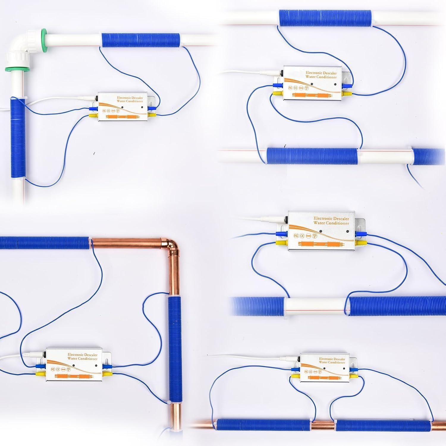 Sistema elettronico anticalcare per addolcitore d'acqua alternativo per tutta la casa, senza sistema di addolcimento dell'acqua salata, riduce il calcare e prevenire l'accumulo di depositi (argento)