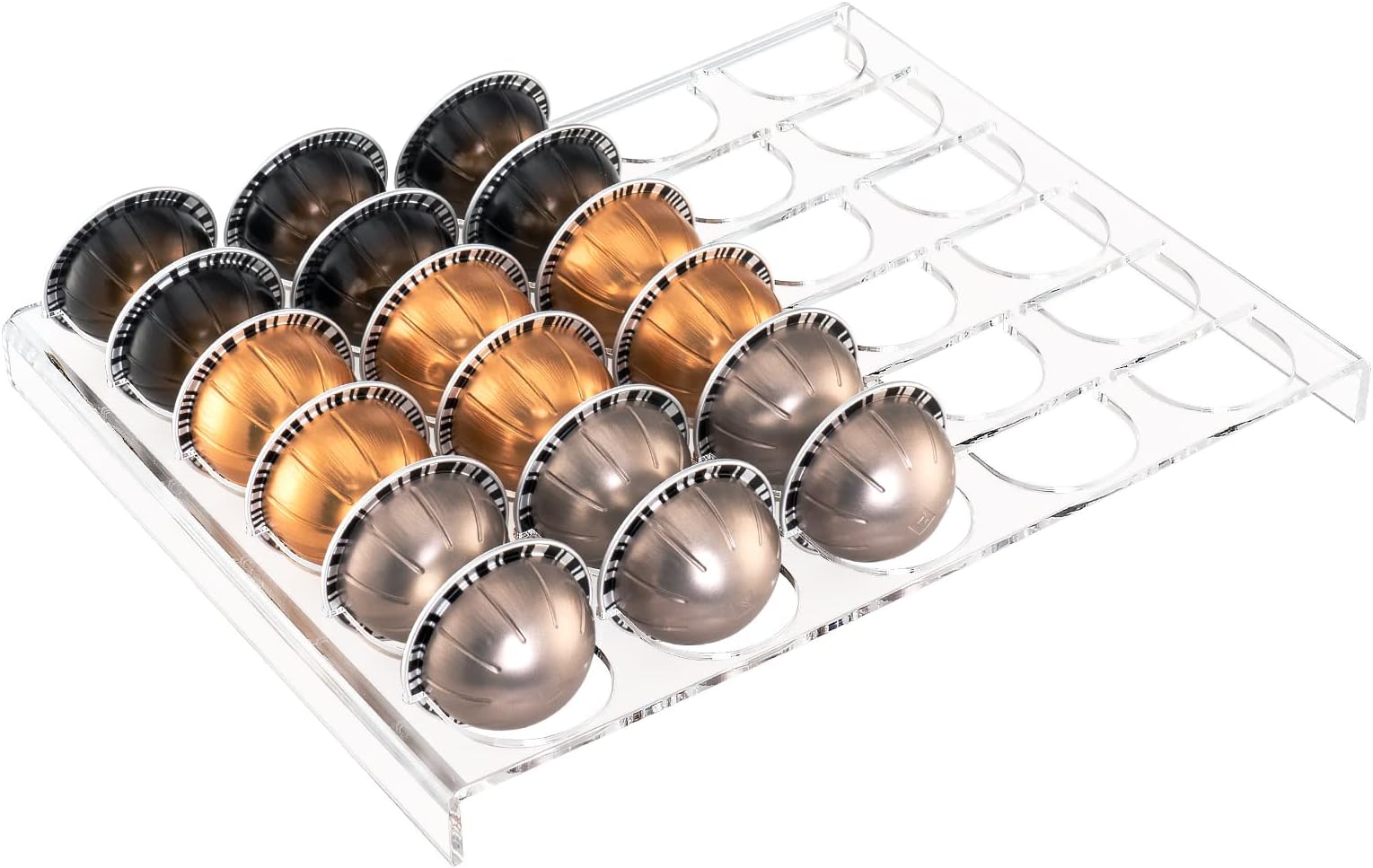 Coffee Capsule Storage Tray, Drawer Insert Organizer Holds 30 Pods Compatible with Nespresso Vertuoline Capsules Drawer of Kitchen, Home