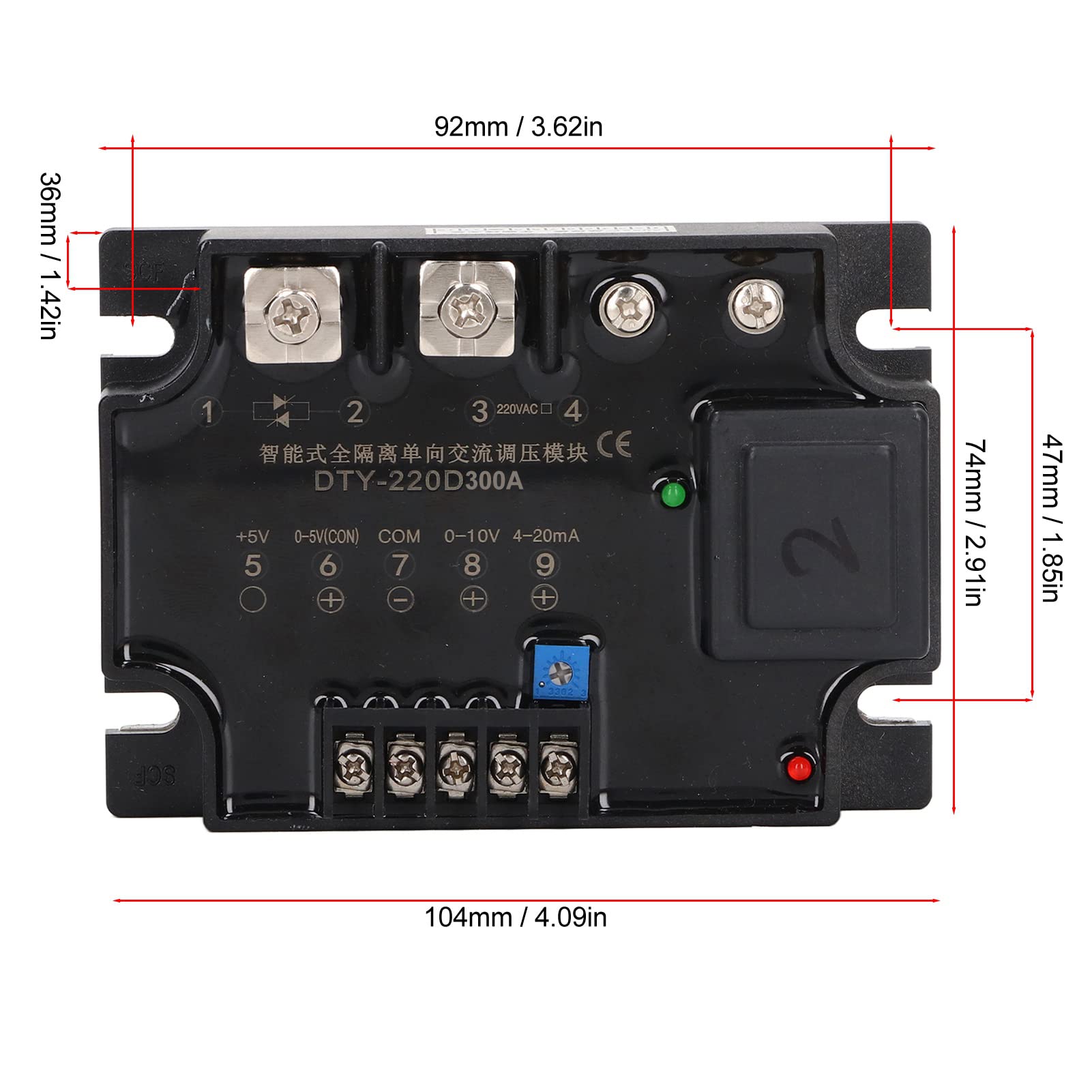 FTVOGUE Moduł Regulatora Napięcia AC, w Pełni Izolowany moduł Regulacji Napięcia Jednofazowego, Wejście 0–5 V Prądu Stałego 4–20 MA, Wejście 0–10 V Prądu Przemiennego, Wyjście 220 Przemiennego, do