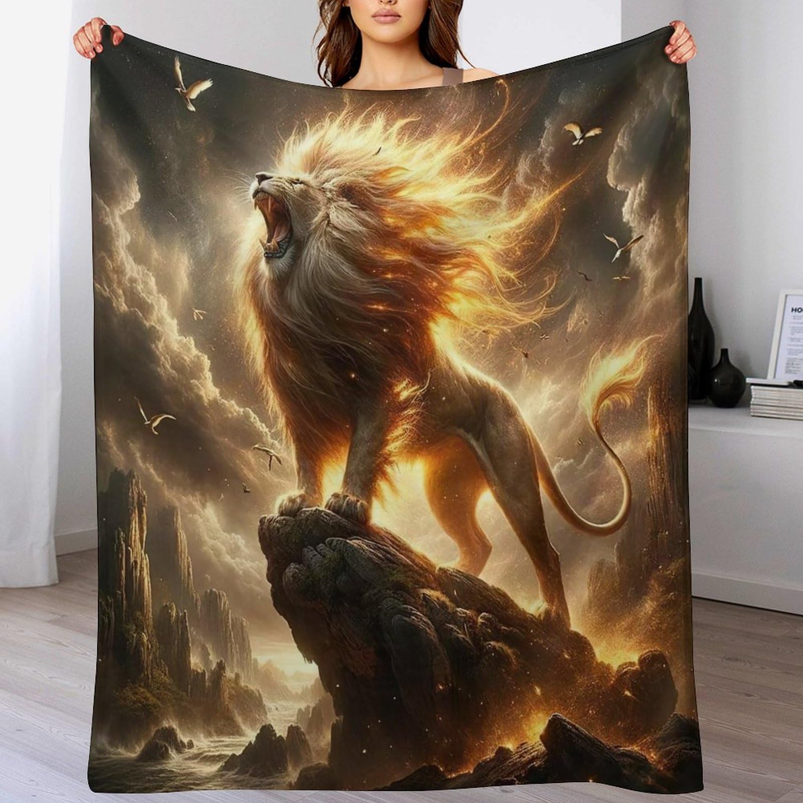 Couverture lion douce en flannel pour des nuits réconfortantes