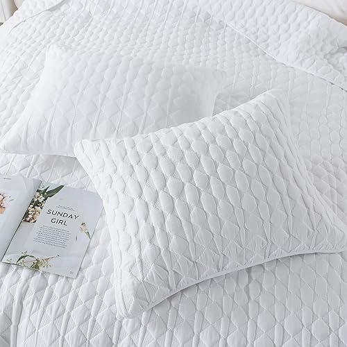 Miniatura 5 de White Quit - Juego de ropa de cama tamaño individual con funda de almohada, colcha ligera y suave, manta acolchada fina, para todas las estaciones,