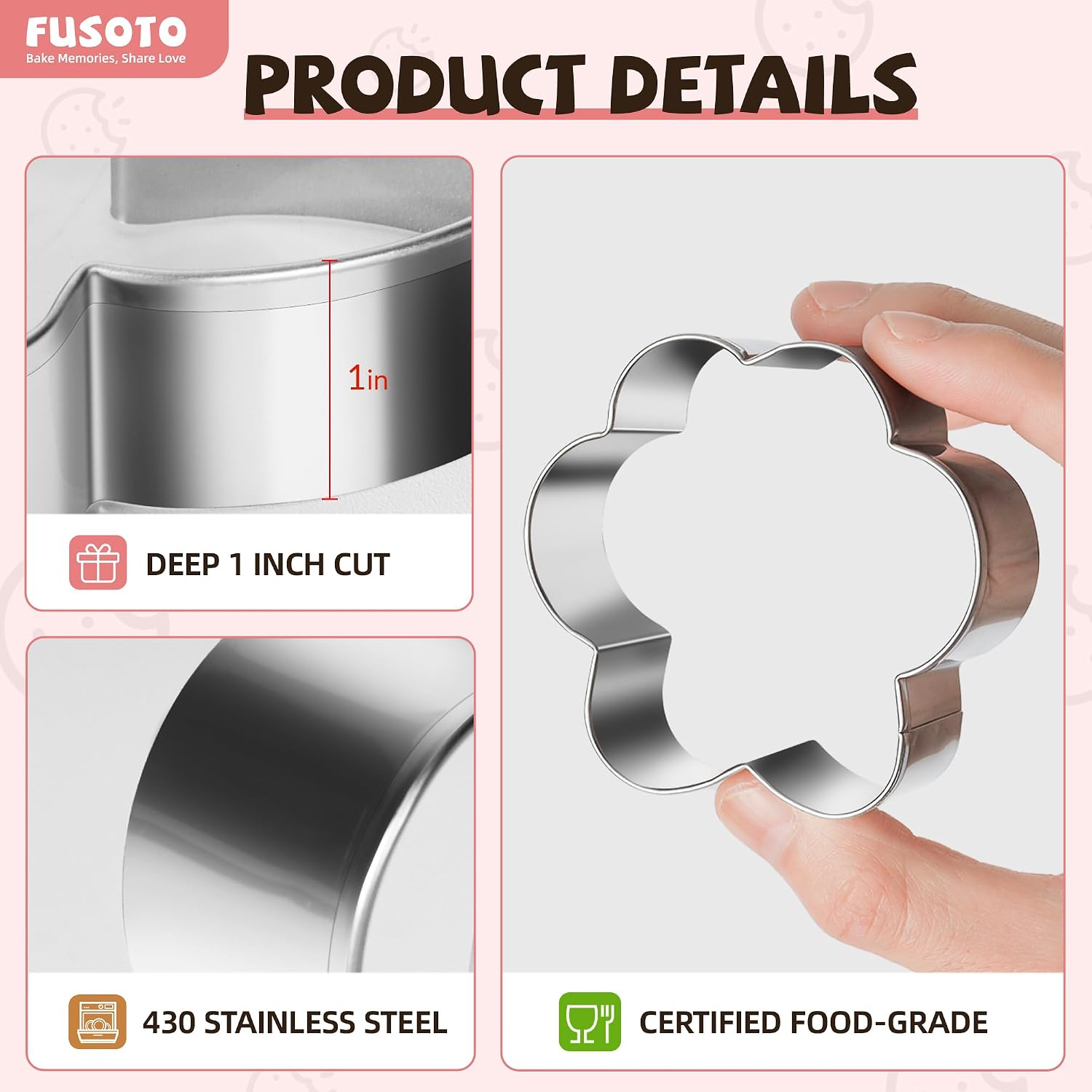 FUSOTO Dog Paw Cookie Cutters Set, Cookie Cutter for Homemade