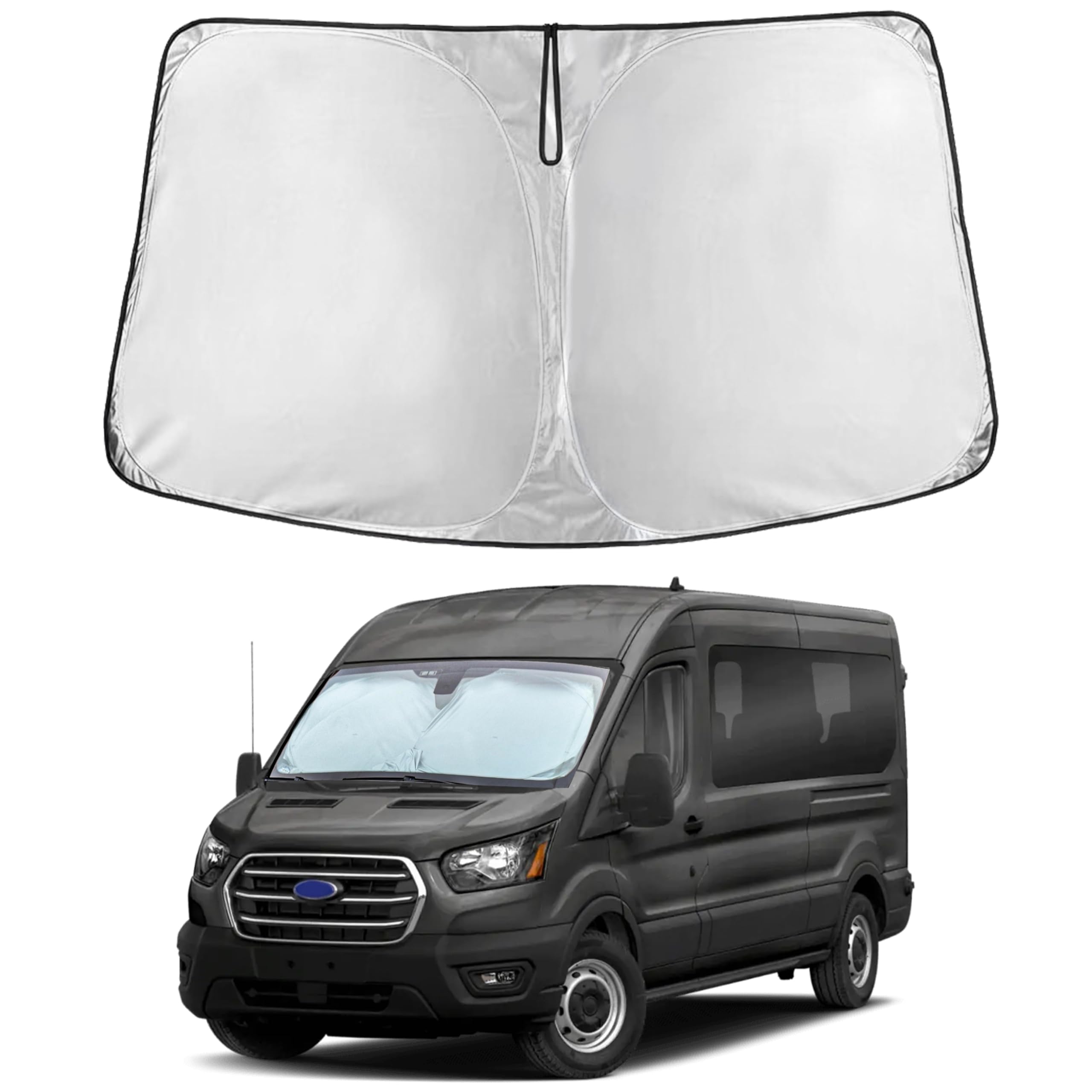 Photo 1 of EcoNour Windshield Sunshade Compatible for Ford Transit 2015-2024 2025 2026, Wagon XL,Wagon XLT Cargo Vehicle,Connect Van XL Sun Visor for Front Window Sun Cover, Heat Protector, Car Accessories