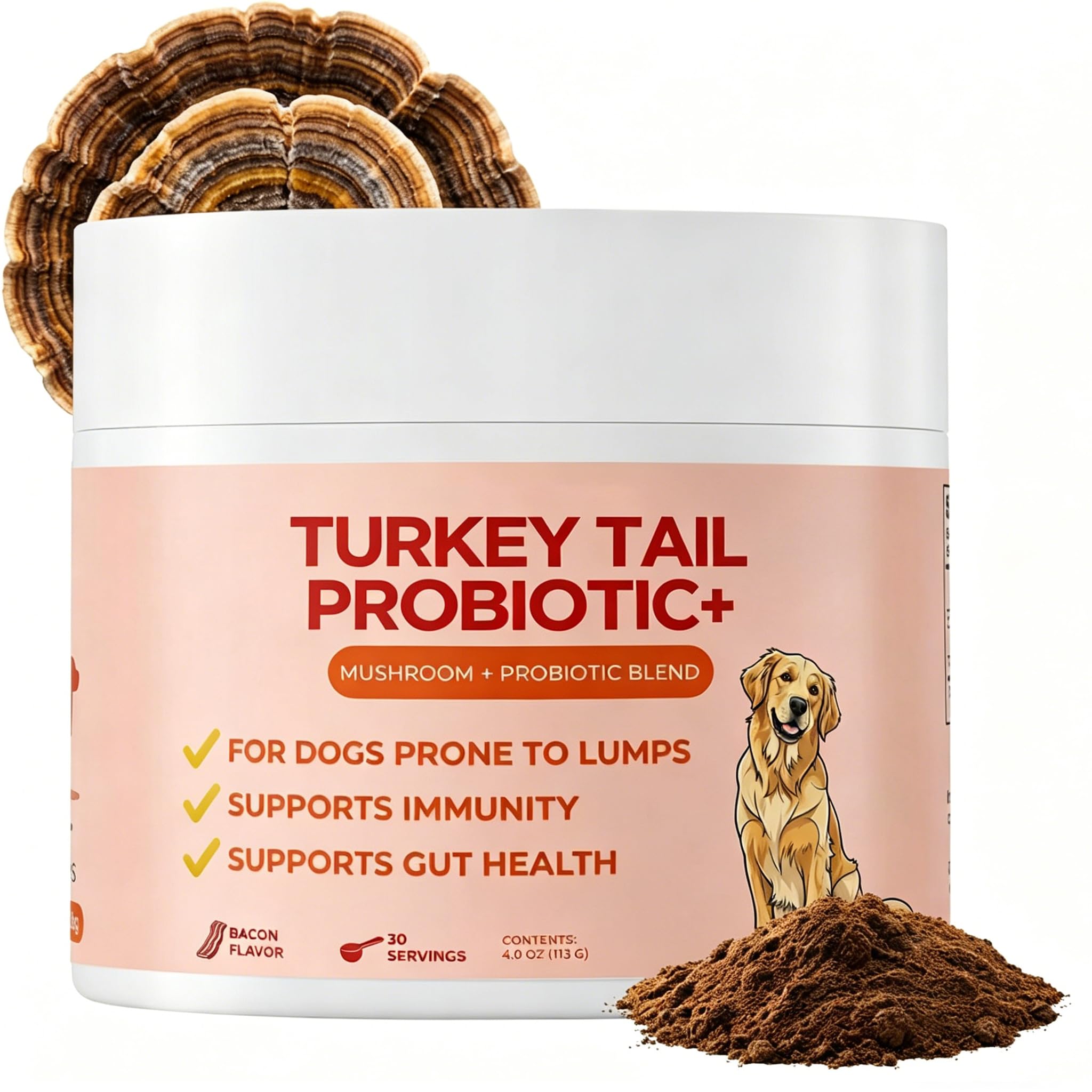 Probiotika Hund,Turkey Tail Mushroom FüR Hunde, NahrungsergäNzung FüR Hunde, Darmgesundheit, ImmunitäT & VitalitäT,UnterstüTzt Die Verdauung,FüR Die TäGliche FüTterung Alle Hunderassen