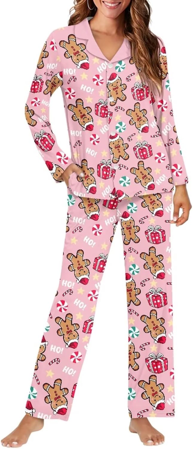 Couples Matching Pajamas Long Sleeve Holidays Sleepwear Soft Loungewear