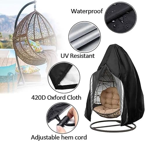 Miniatura 2 de Funda para silla colgante, duradera, impermeable, resistente al viento, protección UV, resistente al viento, funda de silla colgante resistente con