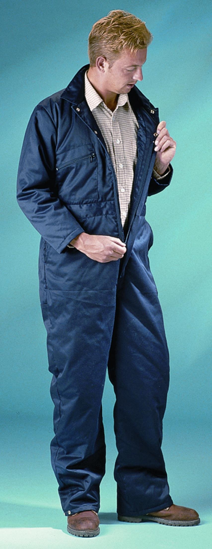 Castle Clothing Men's Navy Blue Blue Castle Quilted Zip Front With Cover Placket Boiler Suit Coverall Overall Plumber Wear Work Wear (Medium Chest To Fit 38-40", )