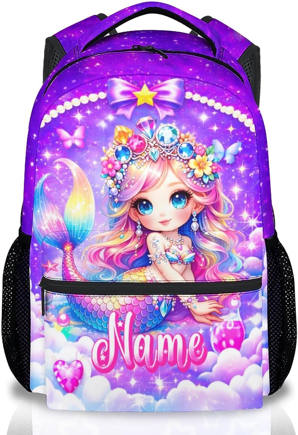 Personalized Kids Backpack Cat Bookbag for Girls Cat Lovers, 17 Inch Toddler School Bag for Preschool Kindergarten Elementary | Custom Child School Back Pack