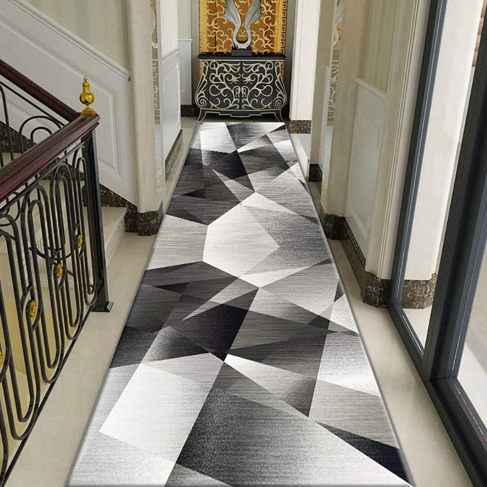 ZXL Dywany do wewnątrz/na zewnątrz, nowoczesny dywan w stylu geometrycznym dywany do korytarzy, przejścia, kuchni, salonu, jadalni (rozmiar: 90 x 600 cm)