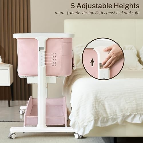 Miniatura 4 de Moisés eléctrico para bebé con movimiento mecedor, 3 en 1, para recién nacido con 5 alturas ajustables, cama automática para niño/niño, rosa