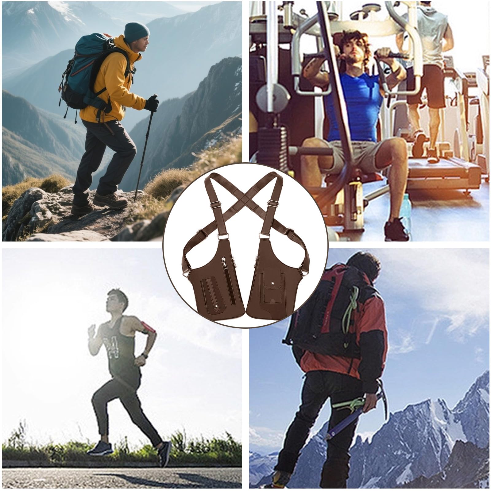 Borsa a Tracolla Ascellare,Antifurto Borsa a spalla e Sottobraccio per Uomo,Doppia Borsa a Tracolla con Regolabile,Borsa Antifurto,Molteplici Tasche Antifurto,per Viaggio,Business e Outdoor