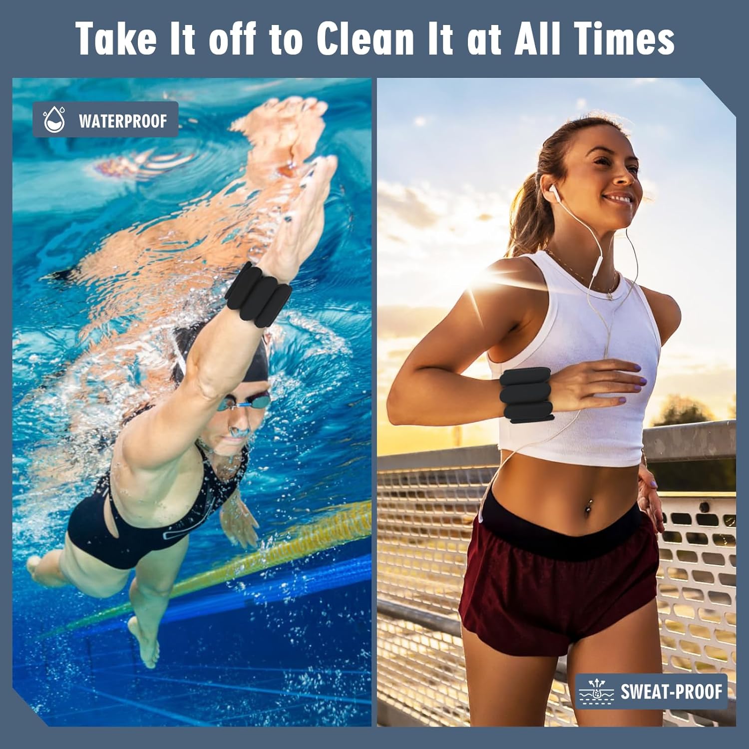 Wrist Weights - 1 Pair (1 lb Each) | Adjustable Wearable Wrist Ankle Weights, Silicone Wrist Bangles Leg and Arm Weights for Women | Yoga, Dance, Pilates, Swimming, Walking and Gym - Image 3