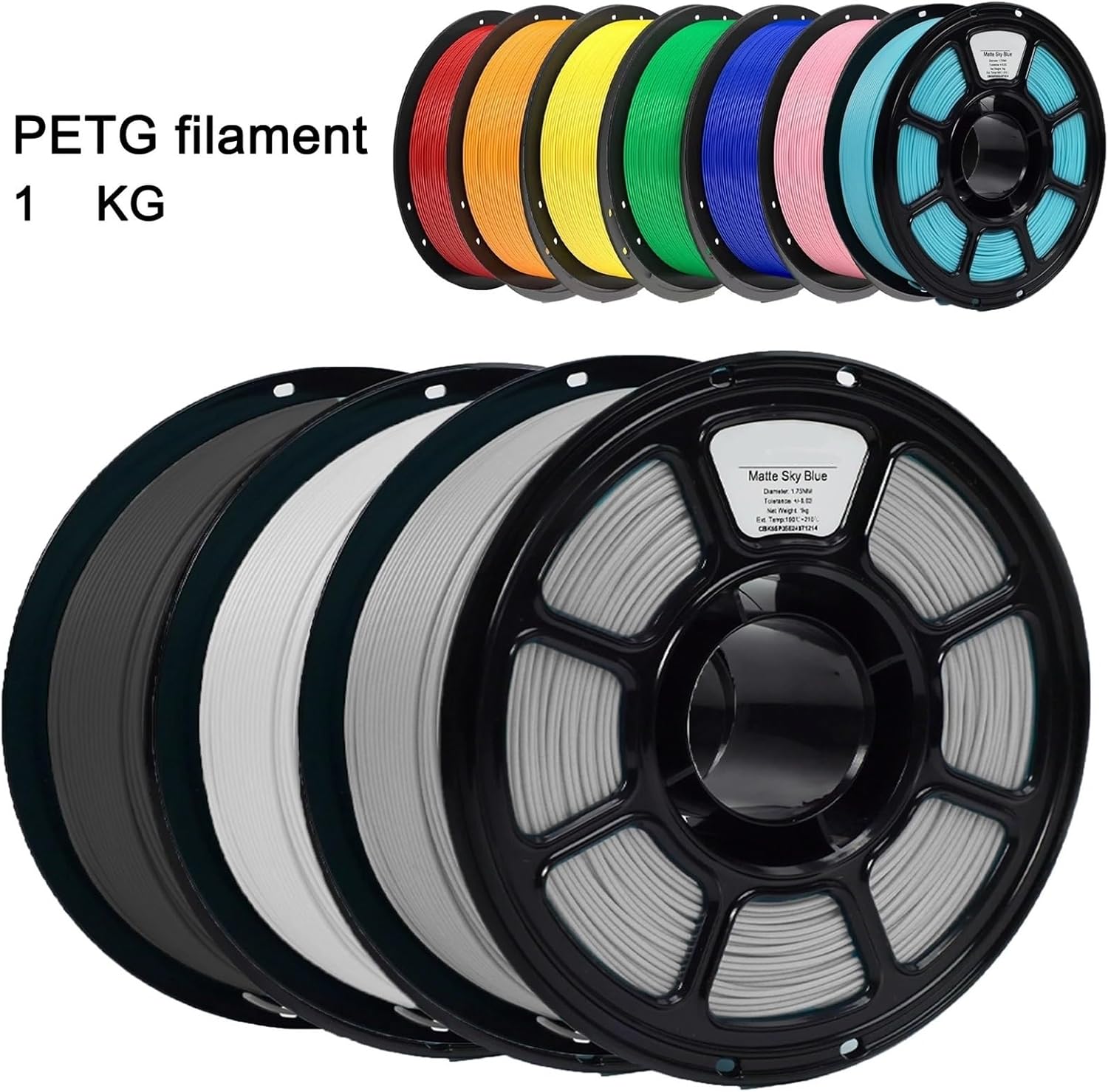 PETG Filament 3D Printing Materials 3D Printer Petg Filament 1KG Eco-Friendly Good Toughness Mix Color(White)