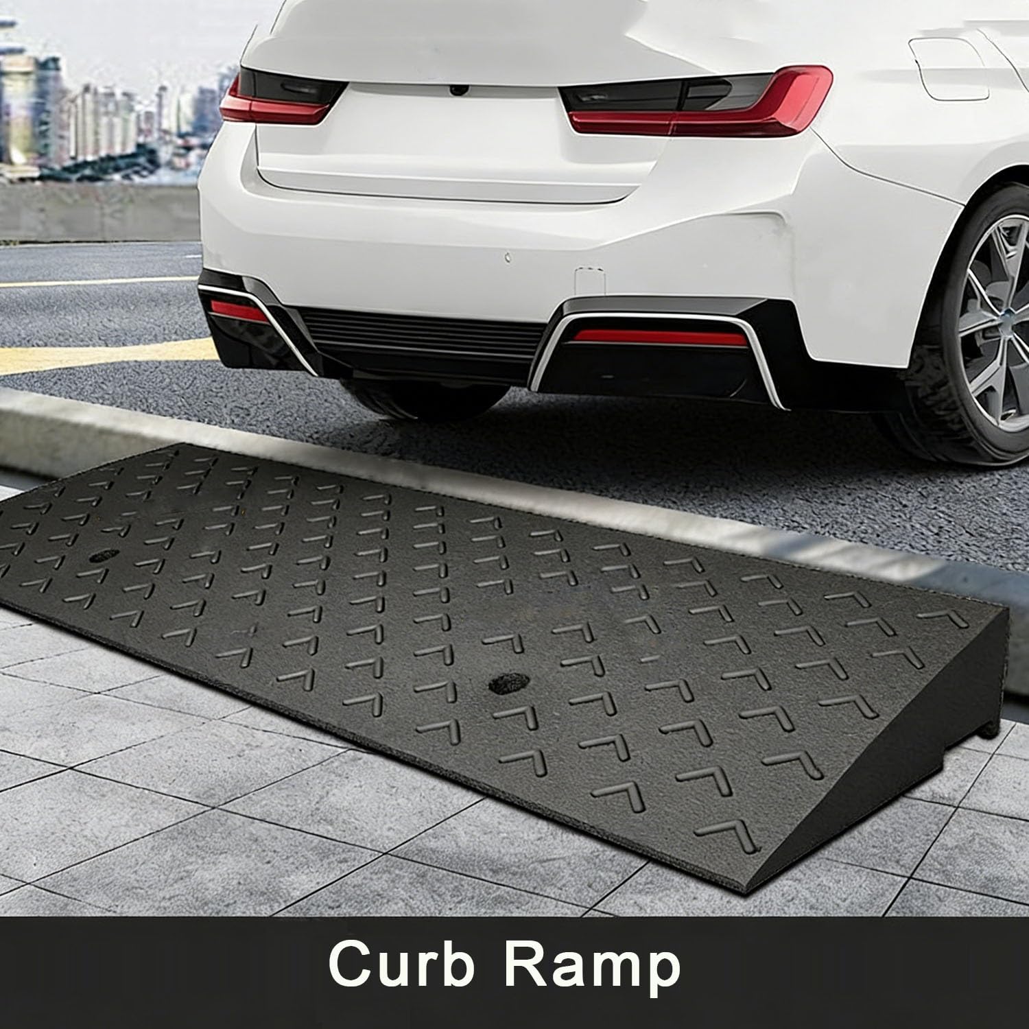 Rampa di Soglia in Gomma,Altezza 8-22 cm, Rampa di Accesso Antiscivolo per Auto, Moto e Scooter,Rampa di Transizione Resistente alle Intemperie per Porte e garage(Height 18cm)