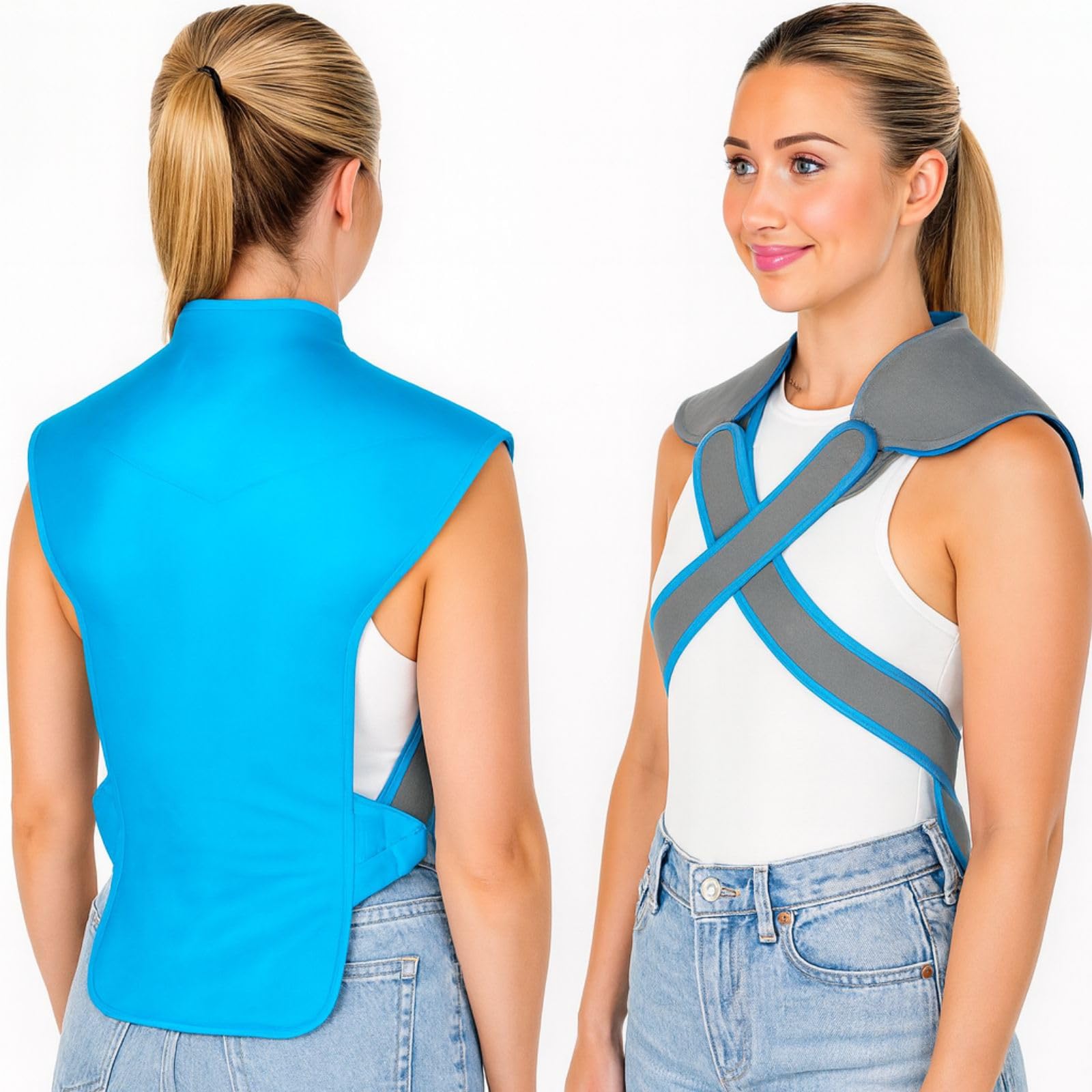 Artic Flex Large Ice Pack for Back - Full Back Ice Pack Wrap for Pain Relief - Reusable Cooling Pad with Straps, Extra Large and Wearable - Hot and