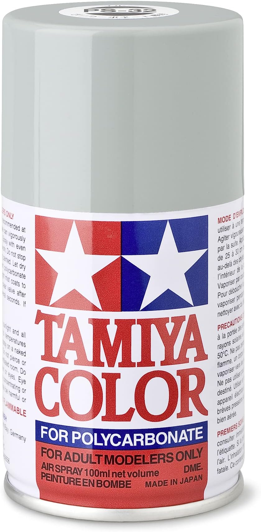 TAMIYA 86032 PS-32 Corsa Grey Polycarbonate 100 ml - Spray Paint for Plastic and RC Model Making, Model Making and Craft Accessories, Spray Paints for Model Making, TAM86032