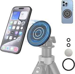 UTEBIT スマホホルダー三脚 磁気マグネット式 magsafeマウント 三脚マウント ホルダー マグセーフ 1/4インチ穴&磁気リング付き 軽量 片手操作 360°回転 角度調整 写真/Vlog/ビデオ撮影に適用 多機種対応 スマホ/カメラに適用