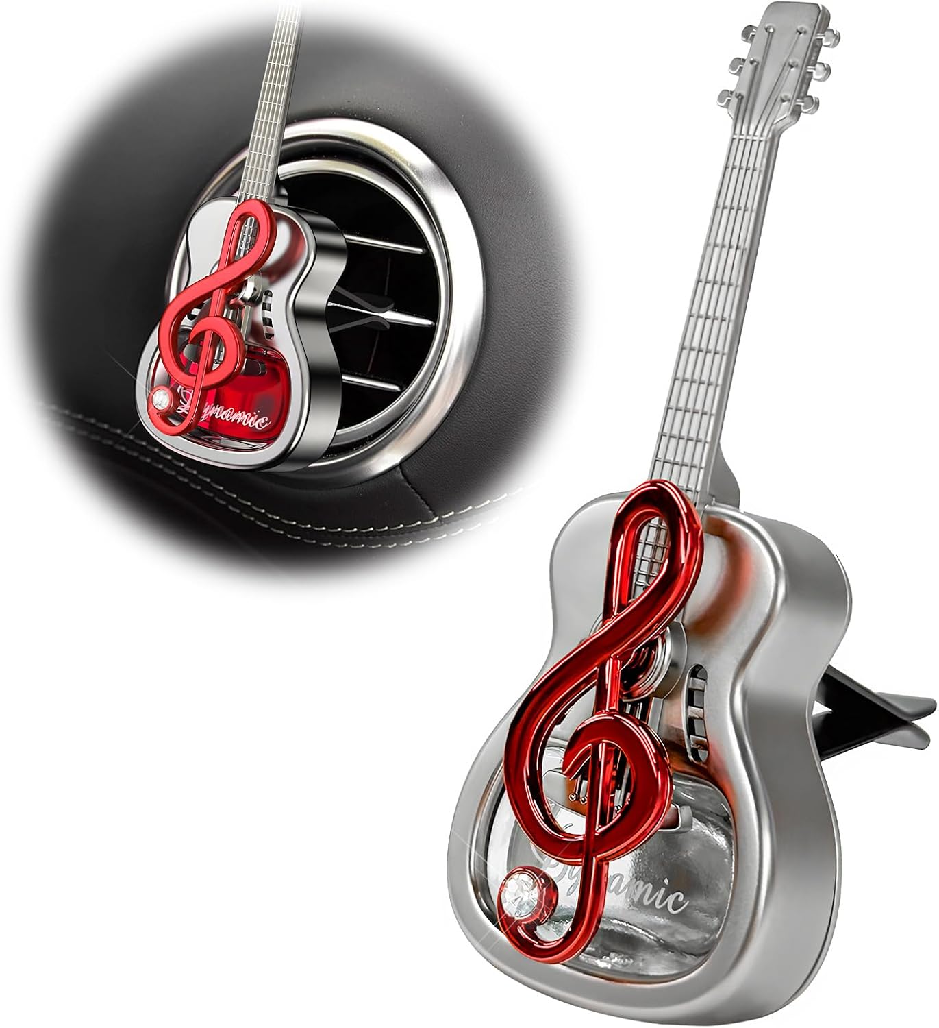 Car Air Freshener Vent Clip, Empty Guitar-Shaped Aromatherapy Diffuser Automobile Dashboard Ornament, Unscented Car Air Conditioner Clip Cute Rotating Decoration for Women Men (Blue)