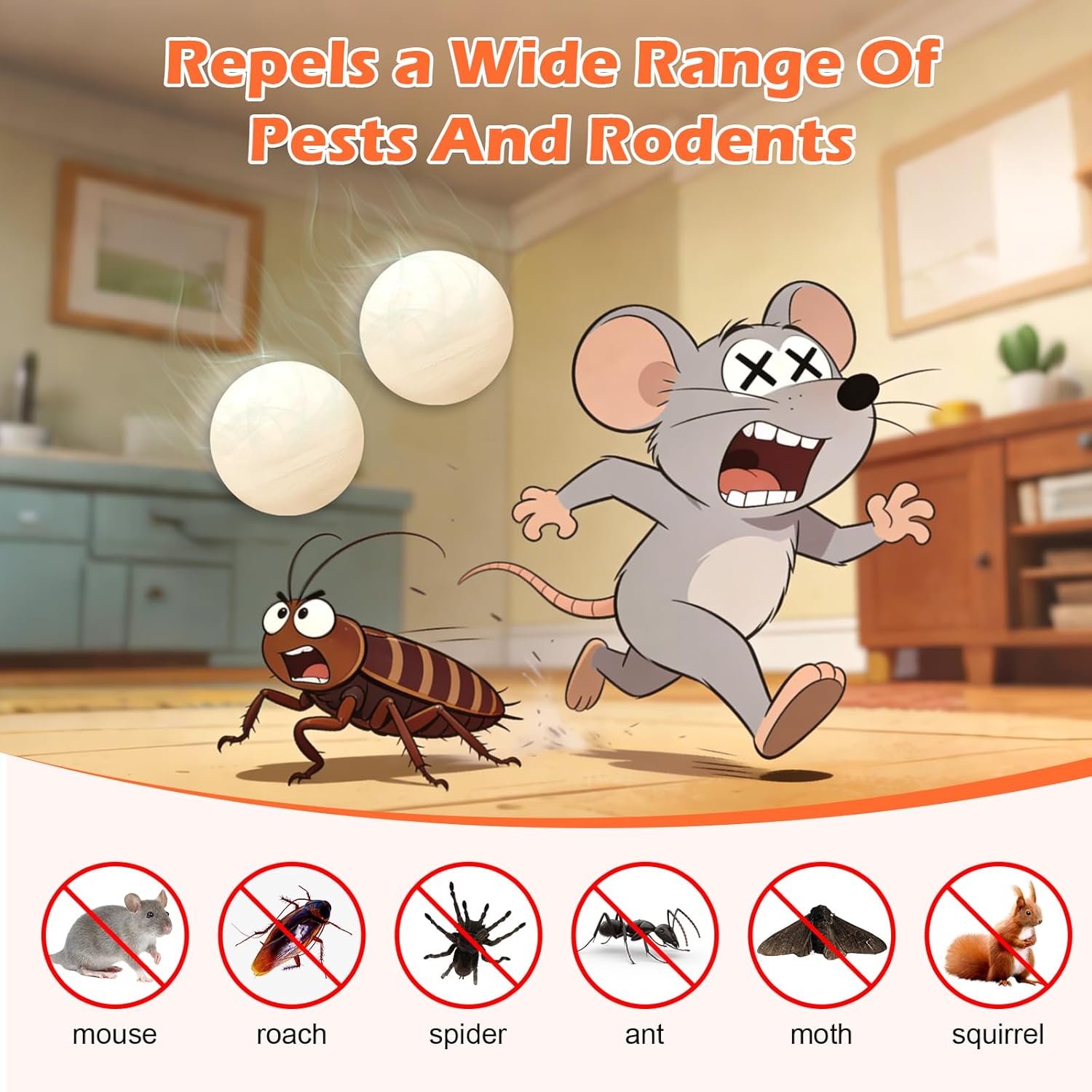 Mouse Repellent Indoor, Rodent Repellent, 12 Packs Upgraded Natural Peppermint Balls for Rodents, Suitable for Mice, Rats, Squirrels, Spiders, and Pests, Safe for Homes & Pets (12, White)