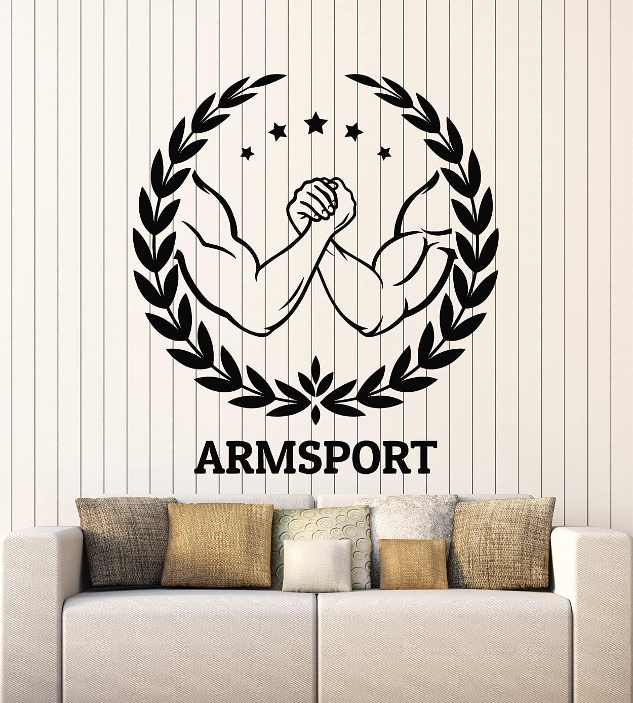 WallStickers4ever Vinyl Wall Decal Armsport Arm Wrestling Gym Sport Interior Stickers Mural Large Decor (g5631) Black